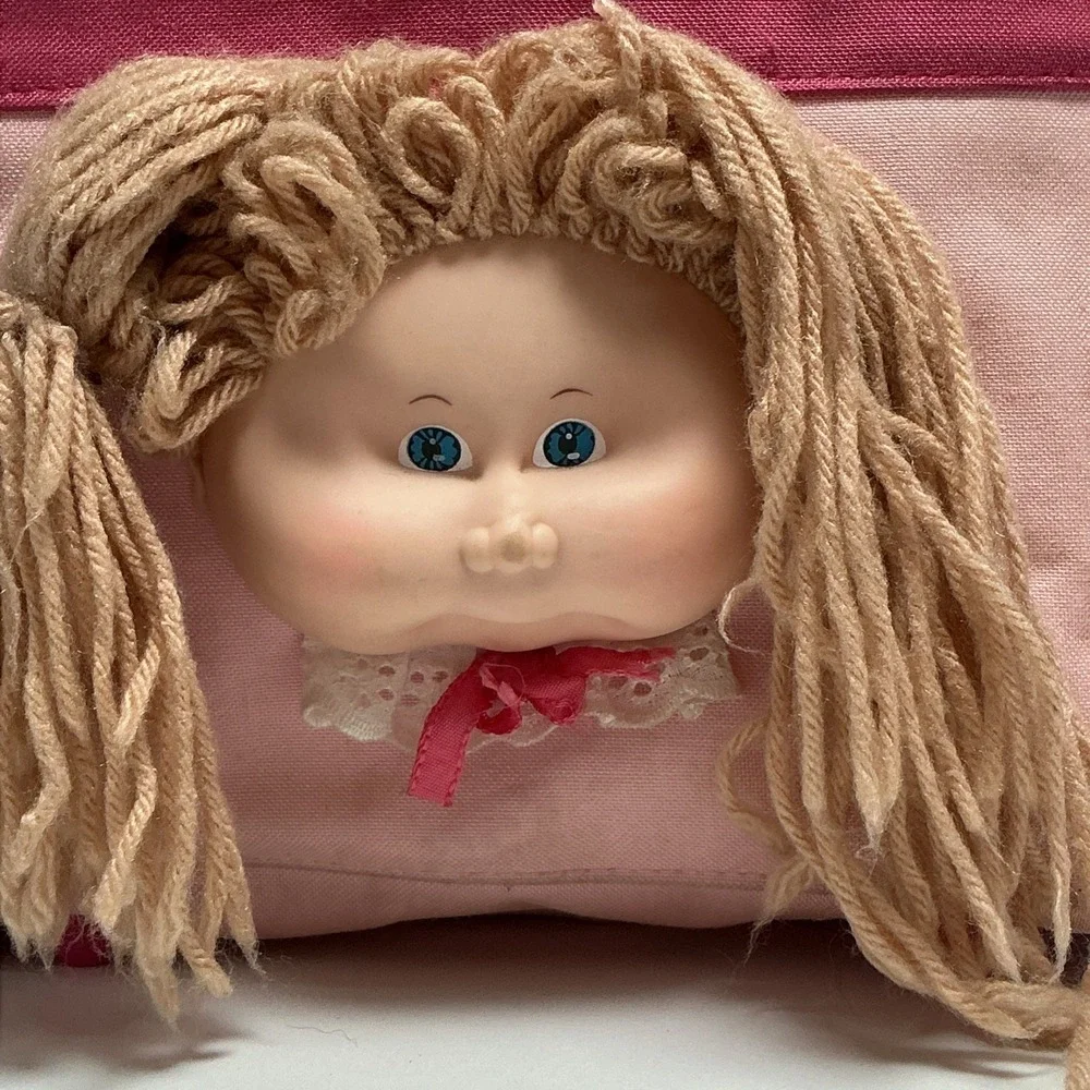 1983 Vintage Cabbage Patch Kids Doll Face Canvas Pink Bag Purse Tote Wallet Rare